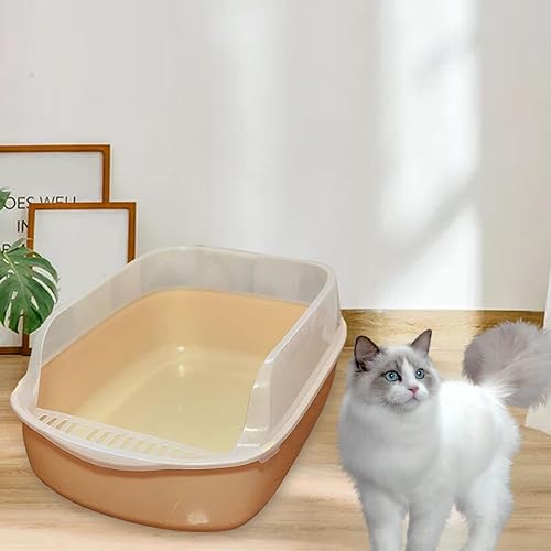 Miniatura 3 de KLKCMS Bandeja de arena para gatos y mascotas, portátil, grande, de alta cara, caja de arena para conejos, animales pequeños, gatos de interior,