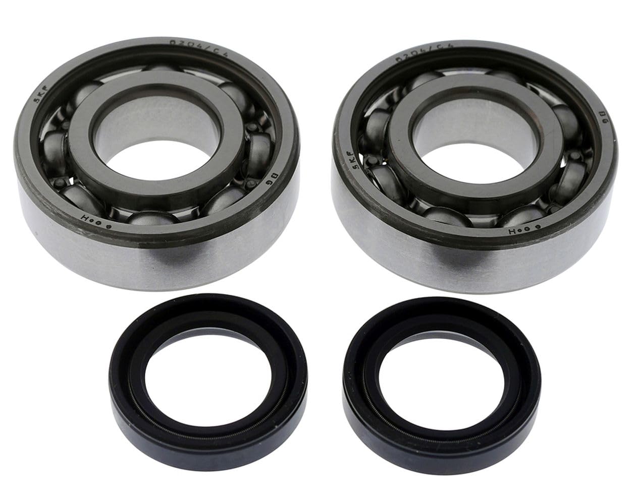 SKF C4 kit de roulements compatible avec Peugeot Citystar 50 | Cage métallique, deux paliers 6204 C4 et joints d'arbre 20x30x7 millimètres; compatible avec Peugeot Django, JetForce, Kisbee