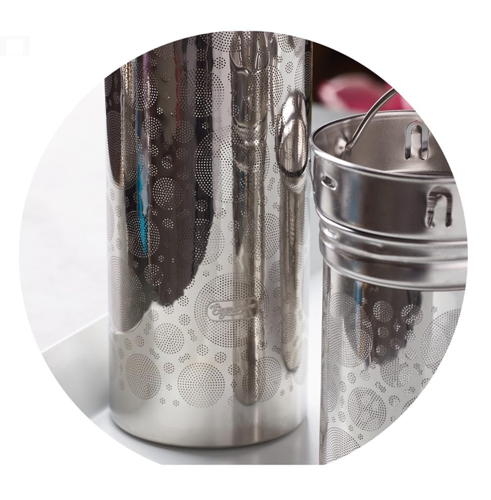Jarra EVE Padma Rosa – con colador de acero inoxidable extraíble, manguito de piel sintética y platillo – Cristal de borosilicato neutro y resistente a la temperatura – Capacidad de 1,25 L