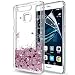 Produktbild LeYi Hülle Huawei P9 Glitzer Handyhülle mit HD Folie Schutzfolie,Cover TPU Bumper Silikon Flüssigkeit Treibsand Clear Schutzhülle für Case Huawei P9 Handy Hüllen ZX Rot Rosegold