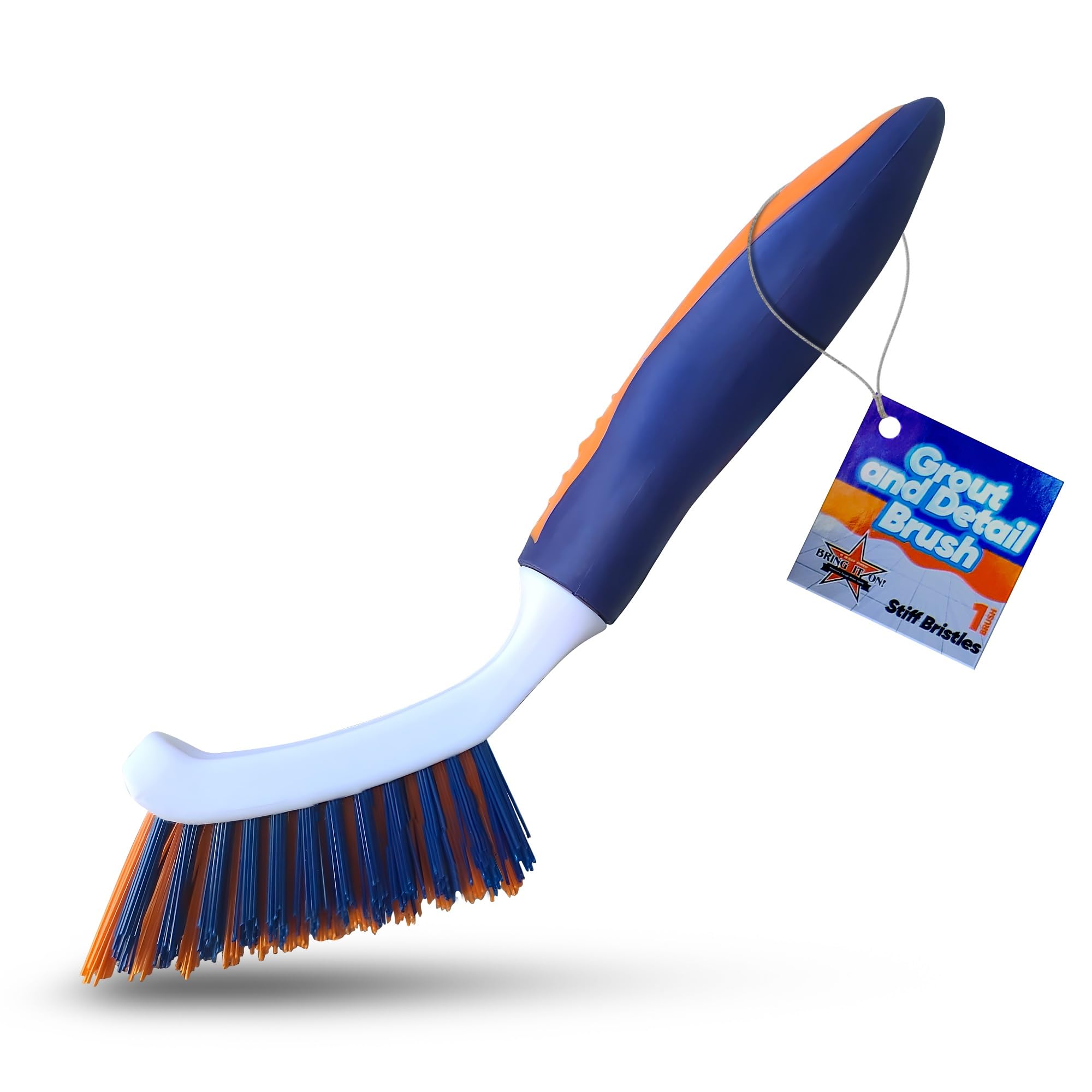 Bring It On Grout Cleaning Brush – Crevice Cleaning Brush with Stiff Nylon Bristles – Heavy-Duty Grout and Tile Cleaner Brush – Scrubbing Brush for Corners, Bathroom, Kitchen, Crevice Gaps