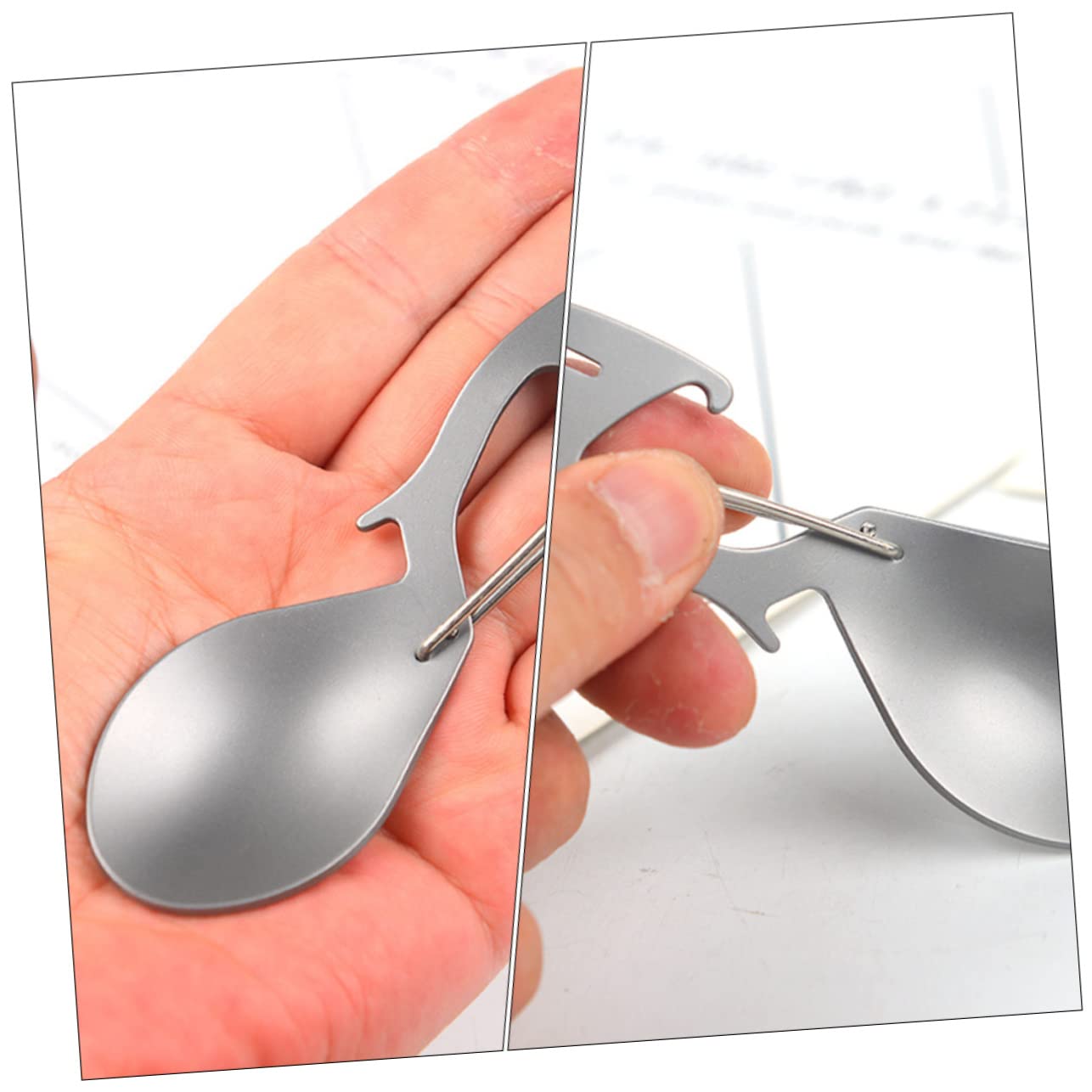 BESTonZON 5 Stück Multifunktionales Titangeschirr Rucksackreisen Utensil tragbar Besteck falten Camping-Spork Multifunktionale Campinggabel Multifunktions-Spork Spork Camping