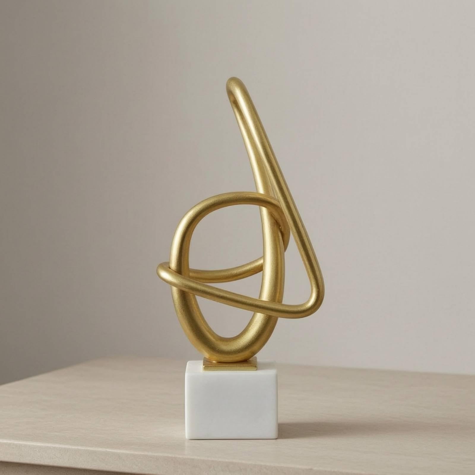 Baoblaze Escultura Moderna Decoración Estatua Adorno Figura con Forma de Bucle Entretejido en Resina sobre Pedestal Aportando Elegancia Adecuada para Recibidores Salones Despachos Hoteles