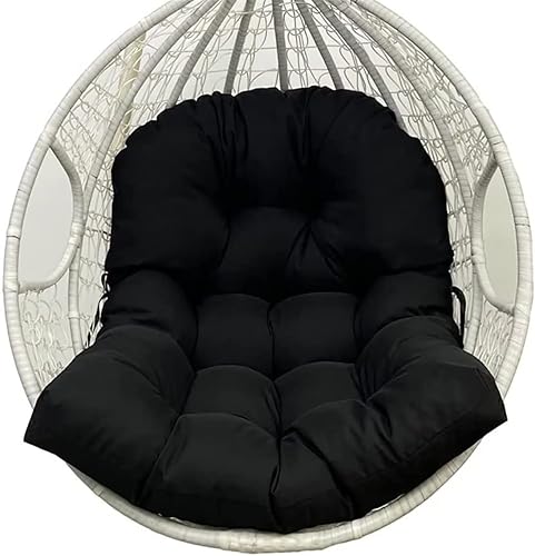 Yefound Cojín impermeable para silla de huevo, cojines negros para silla de hamaca gruesos, desmontables, para silla de cesta colgante, cojines