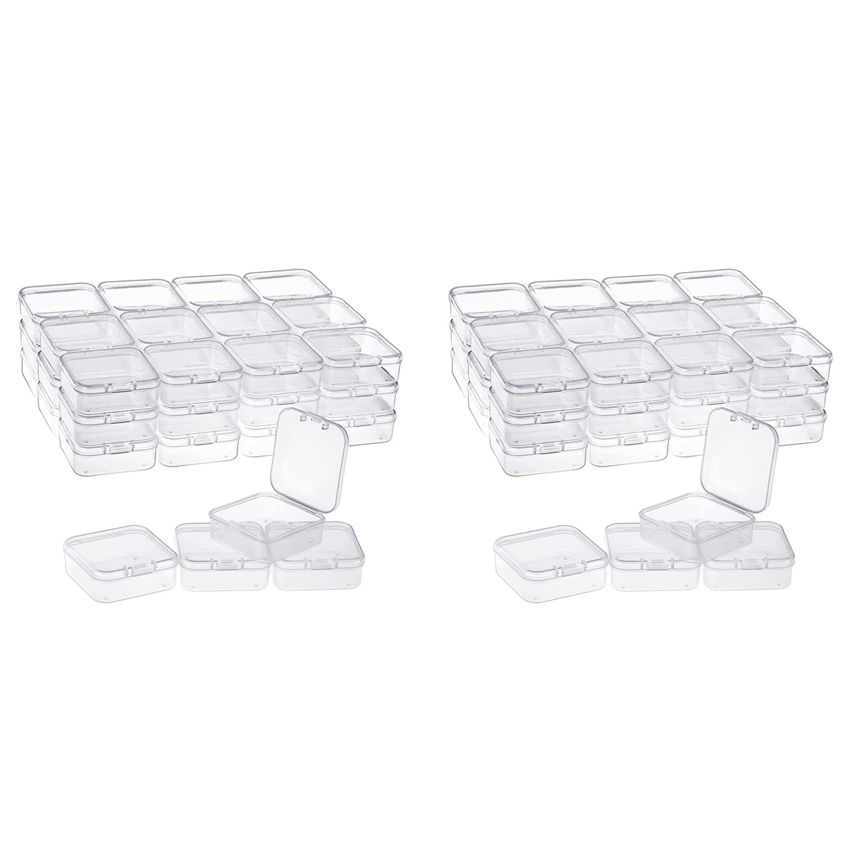 Hndhbfgrt 80 Pack Pack Clear Plastic Beads Storage Containers Box with Hinged Lid for Small Items, Beads (2.2X2.2X0.79In)