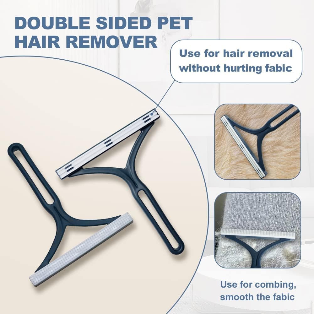 3 Pieces Pet Hair Remover, Cat Dog Hair Remover for Couch, Lint Cleaner, Portable Carpet Scraper, for Carpets, Car Mat, Bedding, Pet Bed, Furniture & Rug-Upgraded