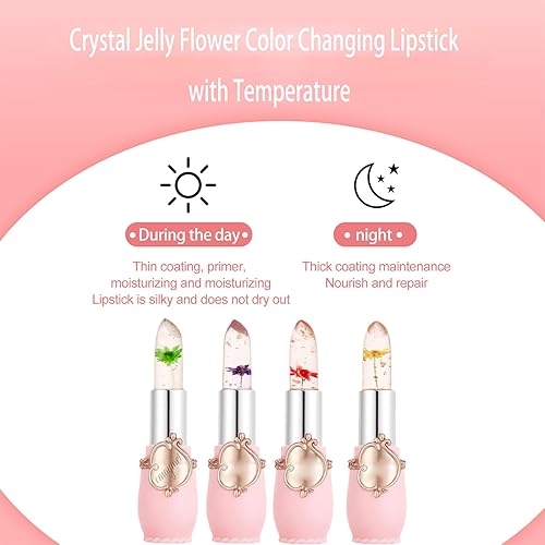 Miniatura 6 de 6 lápices labiales que cambian de color, flor de gelatina de cristal de Deminic que cambia de color con temperatura, lápiz labial de gelatina de