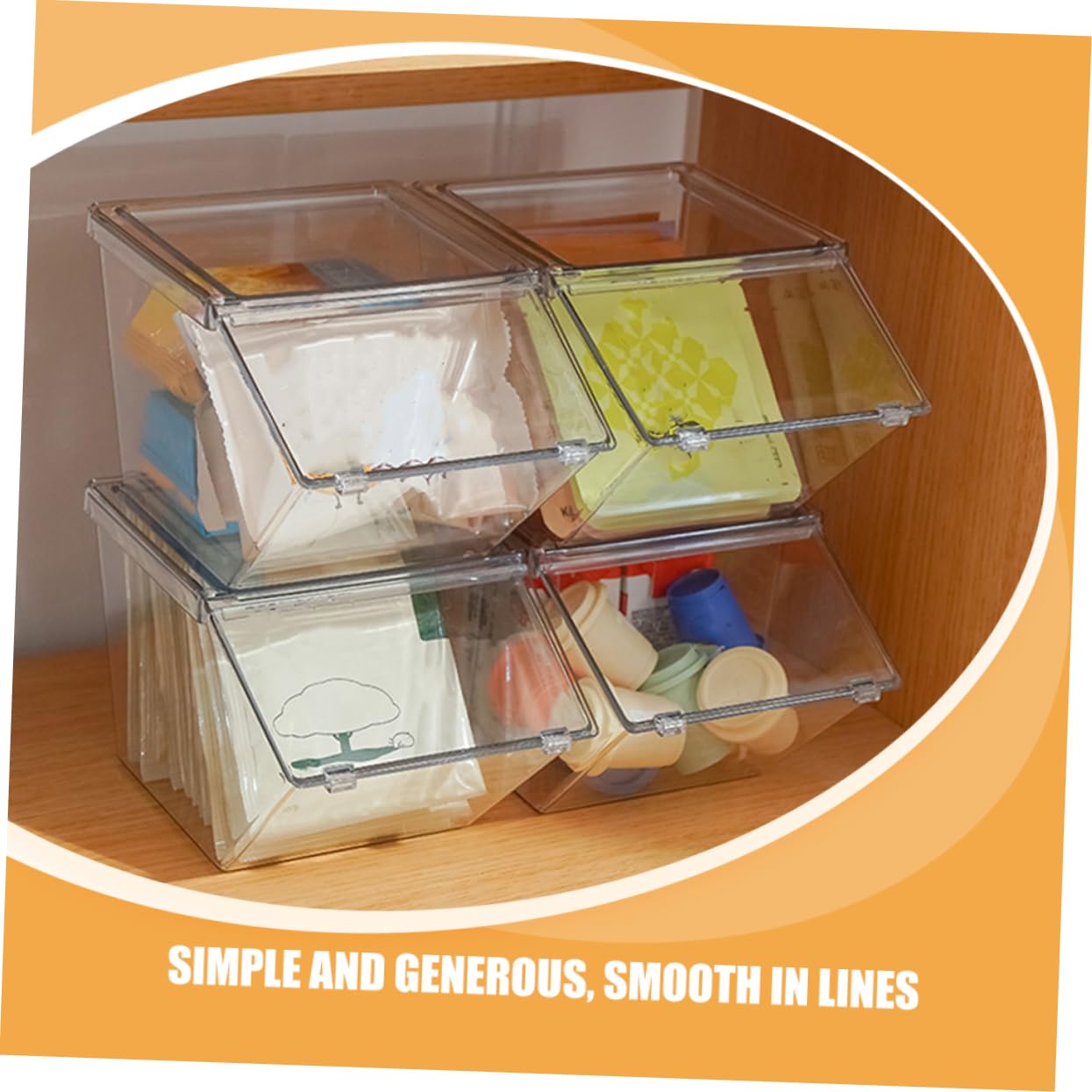 ABOOFAN Porta Bolsitas de Té Acrílico 4 Piezas, Caja Organizadora | Set Apilable de Sobremesa, Acabado Liso, para Mantener Pequeños Objetos Ordenados
