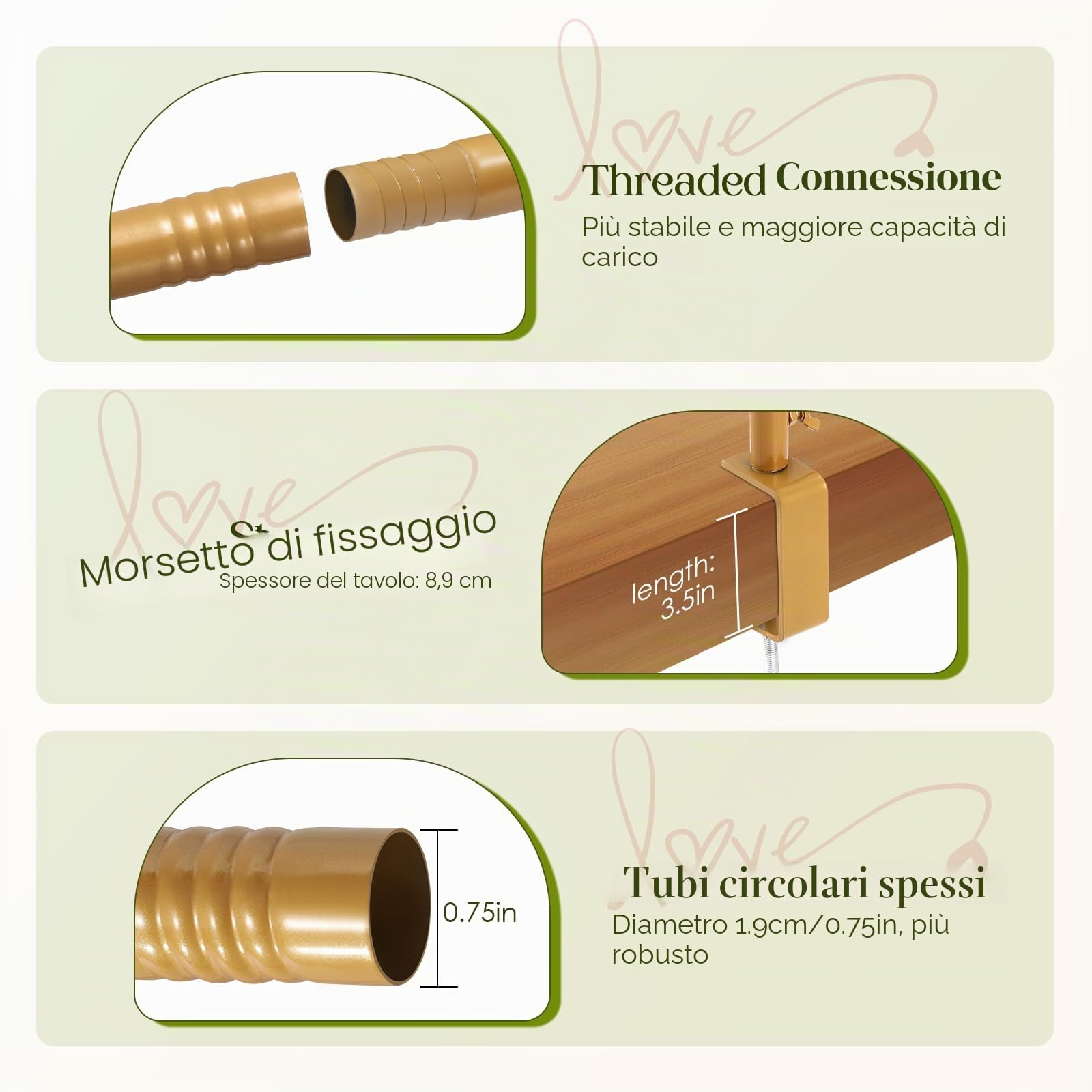 Arco da Tavolo Regolabile Oro, Kit Quadrato con Arco per Palloncino 120 a 260 cm, Supporto per Binario da Tavolo per Natale, Matrimonio, Compleanno, Anniversario, Decorazione per Feste