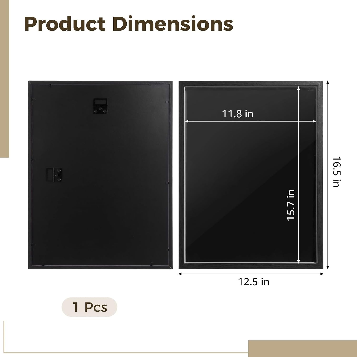 Pin Display Case - 16.5 x 12.5 in Large Enamel Pin Collection Display Shadow Box, 3 cm / 1.18 in Deep, Acrylic Top, Includes Black Felt Board, Wooden Frame, Perfect for Brooches, Badges