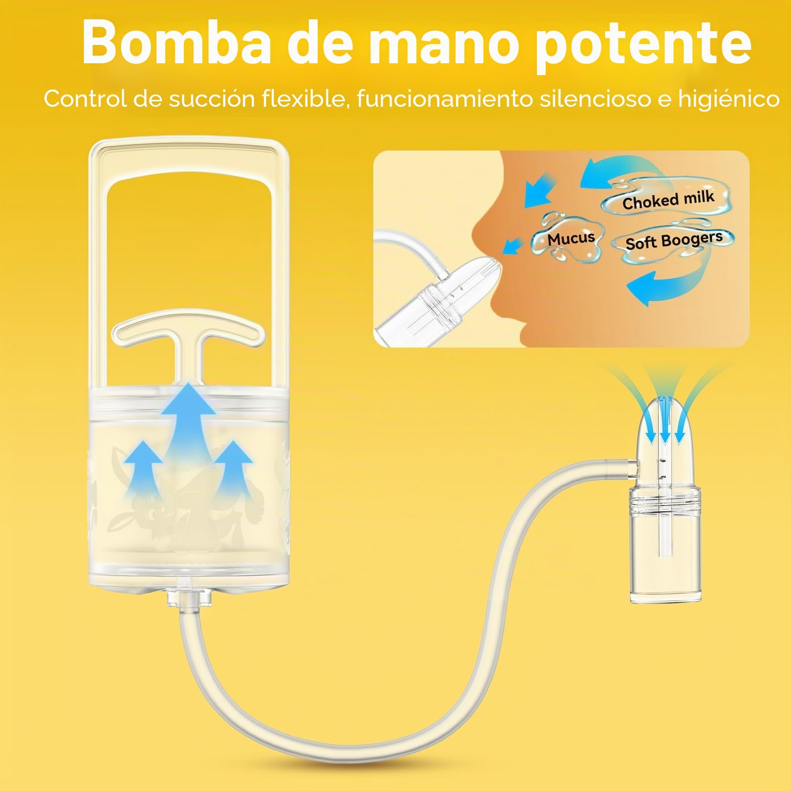 Aspirador nasal para limpieza de nariz de bebés y niños pequeños con bomba de mano y punta no invasiva para una succión rápida y silenciosa, marca compartida con CHIBOJI