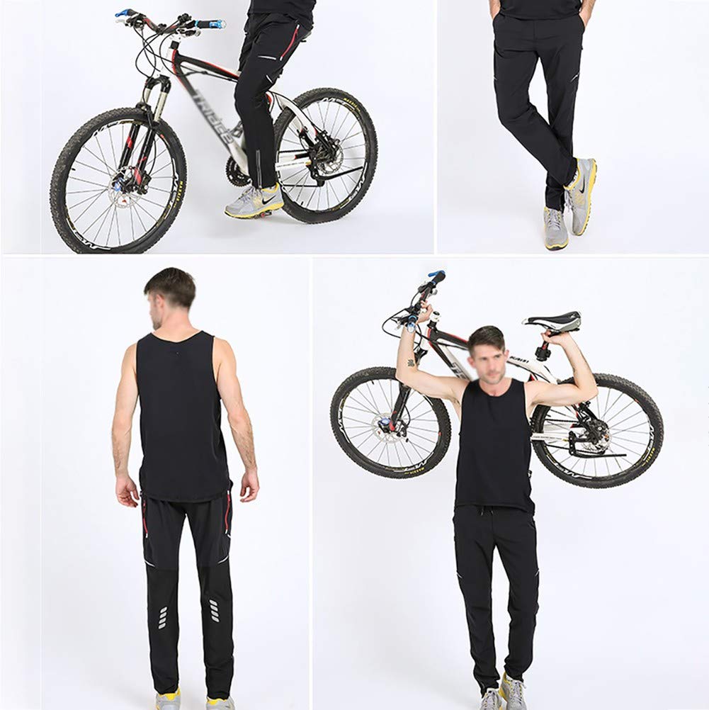 Pantalones largos de ciclismo para hombre, para verano, ligeros, elásticos, de secado rápido, transpirables, para bicicleta de montaña, reflectantes, para varios deportes