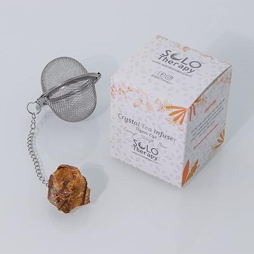 Miniatura 9 de Solo Therapy Infusor de té de cristal citrino, filtro de té de malla de bola de acero inoxidable, filtro de té de bola de citrino con gancho de