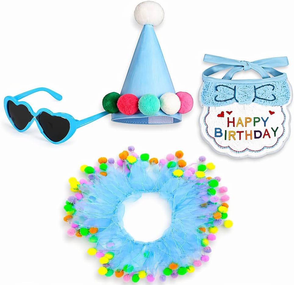 Birthday Goose Outfit, Porch Goose Costume Clothes, Polyester Gauze 4-Piece Set, Blue