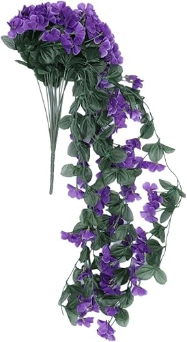 IMIKEYA Plantas falsas de imitación de 2 piezas de plantas falsas de simulación de color violeta falso, plantas de simulación de plantas