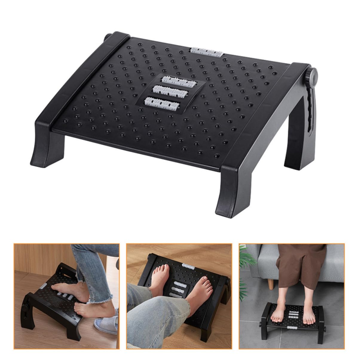 Reposapiés Portátil y Ergonómico para de Plástico para Oficina y Hogar Ajustable Mejora la Postura y Alivia la Presión Debajo del Escritorio
