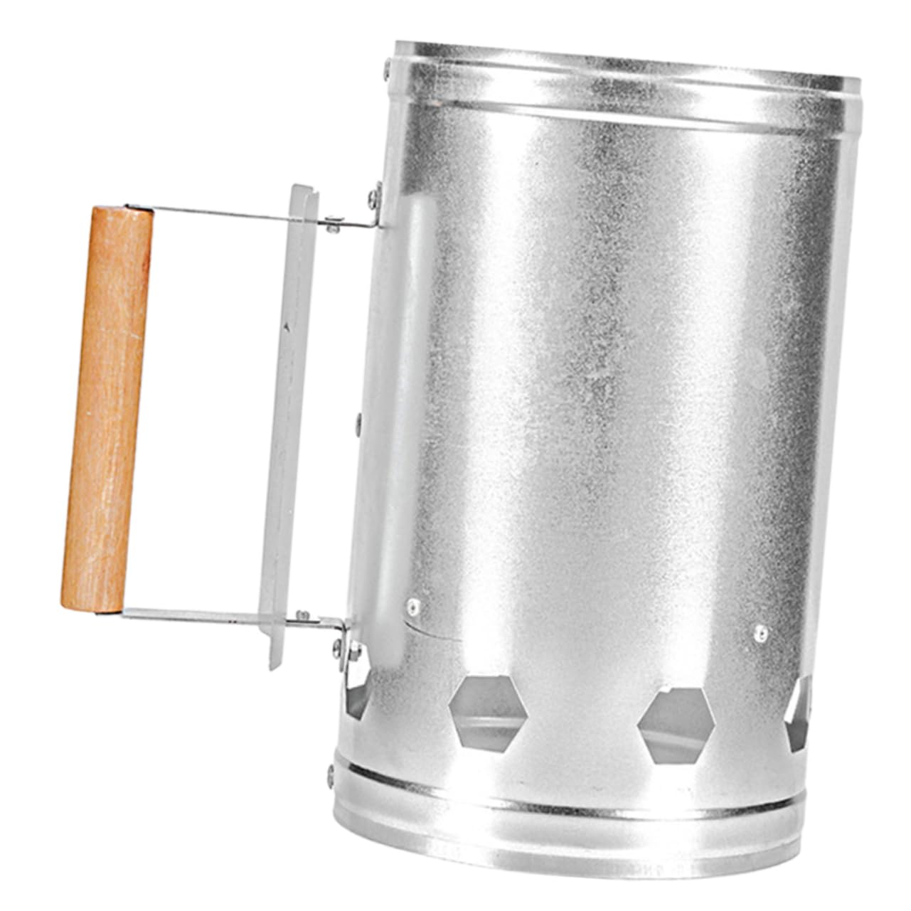 ibasenice Encendedor de Carbón para Chimenea de Metal Plata Reutilizable | Cubo de Encendido para Parrilla Portátil, Uso en Jardín y Viaje, Ignición Rápida con Asa de Madera