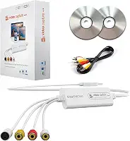 Conversor VHS para digital, placa de captura de vídeo USB, dispositivo de captura de vídeo, conversor RCA para USB, converte VHS VCR Hi8 Mini DV para digital/DVD, para leitor de fita, câmera de vídeo,