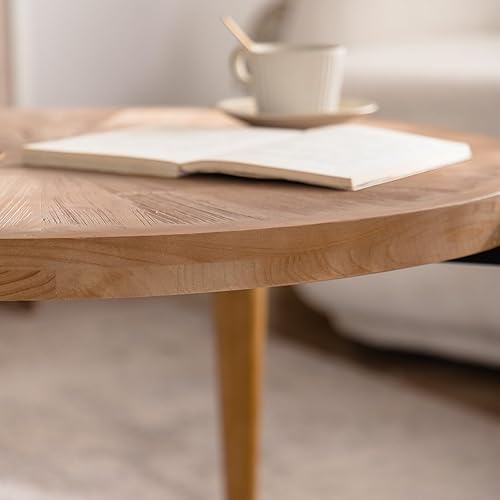 Miniatura 5 de Mesa de centro redonda para sala de estar, centro circular pequeño de madera maciza, diseño moderno, muebles para el hogar, mesa de centro para sala