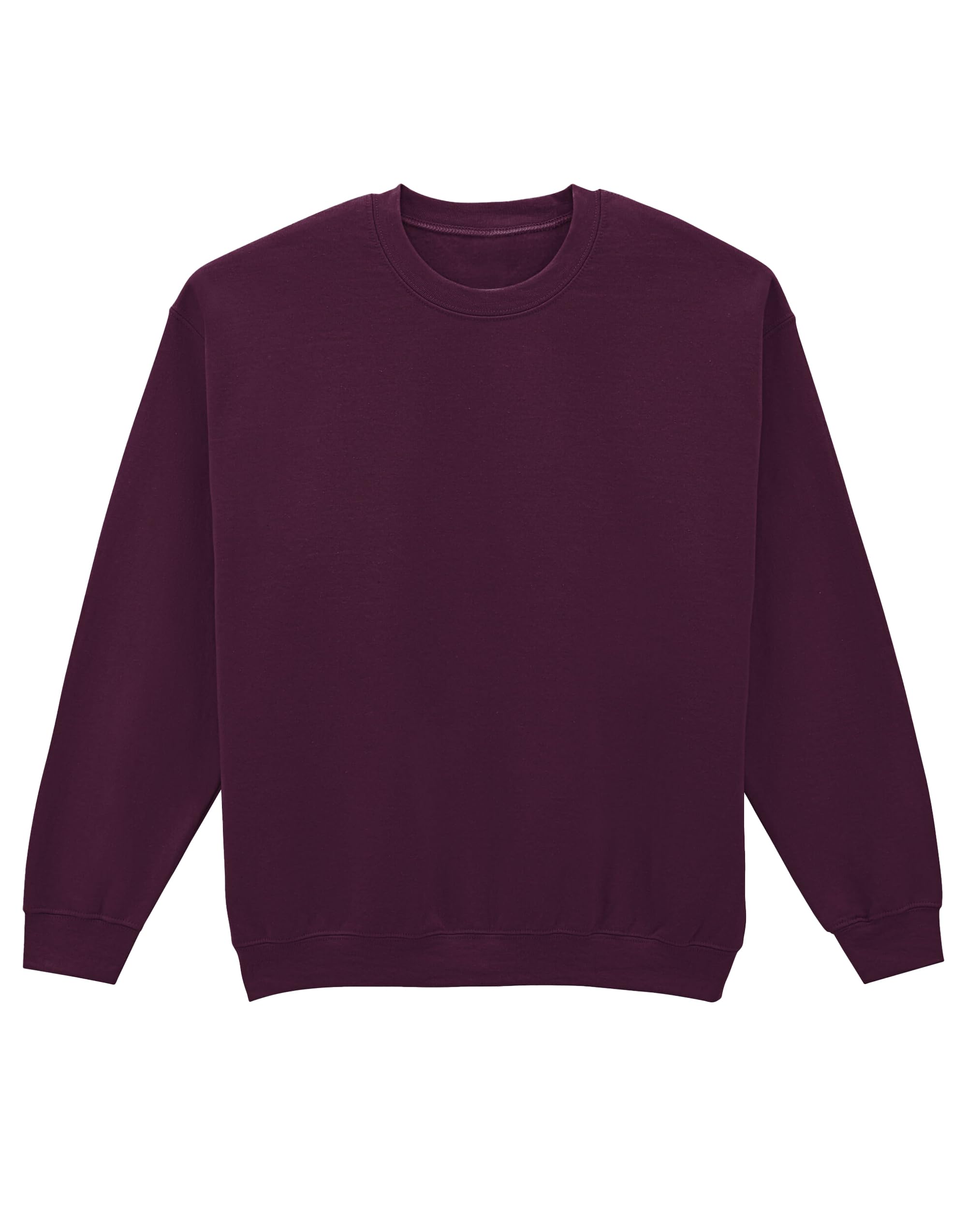Coozo Men's Maroon Classic Crew Neck Sweatshirt – - Xl