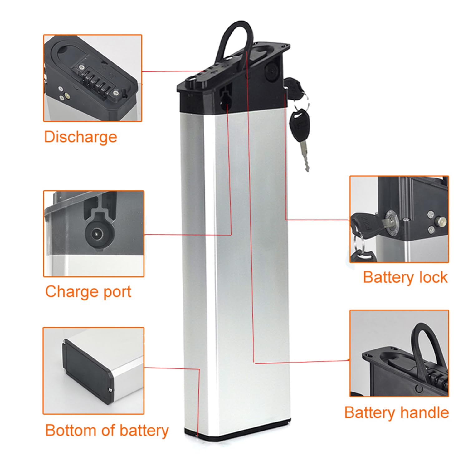 48V 17.5Ah/ 52V 17.5Ah Ebike Akku Klappbares eingebautes Elektrofahrrad für 200-1000W Motor