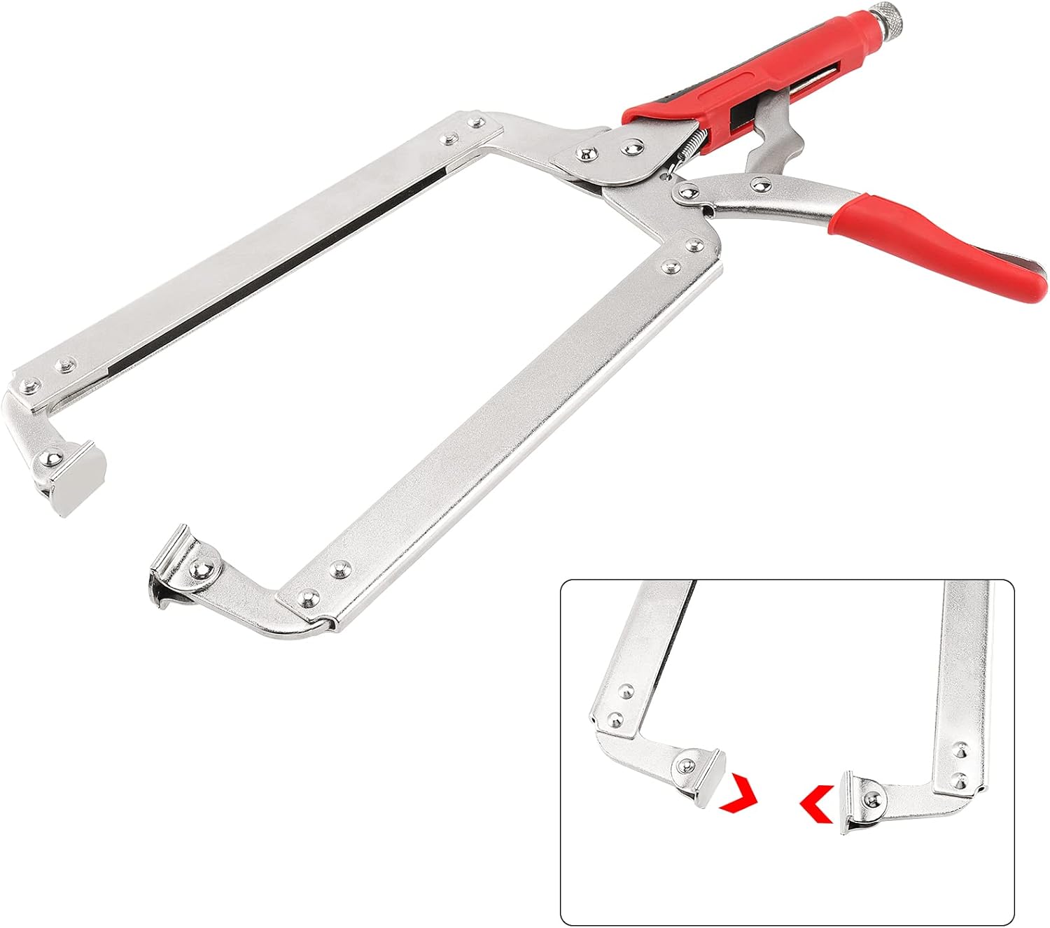 PINGEUI 2 PCS 18 Inch C Clamp Locking Pliers, Heavy Duty C Clamps with Swivel Pads and Rubber Handle Sleeve, Adjustable Welding Woodworking Tools, 7 Inch Max Jaw Opening