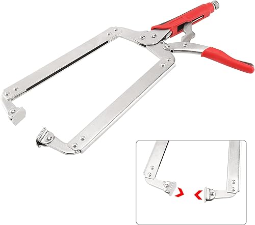 Miniatura 5 de PINGEUI 2 alicates de bloqueo de abrazadera C de 18 pulgadas, abrazaderas C resistentes con almohadillas giratorias y funda de mango de goma,