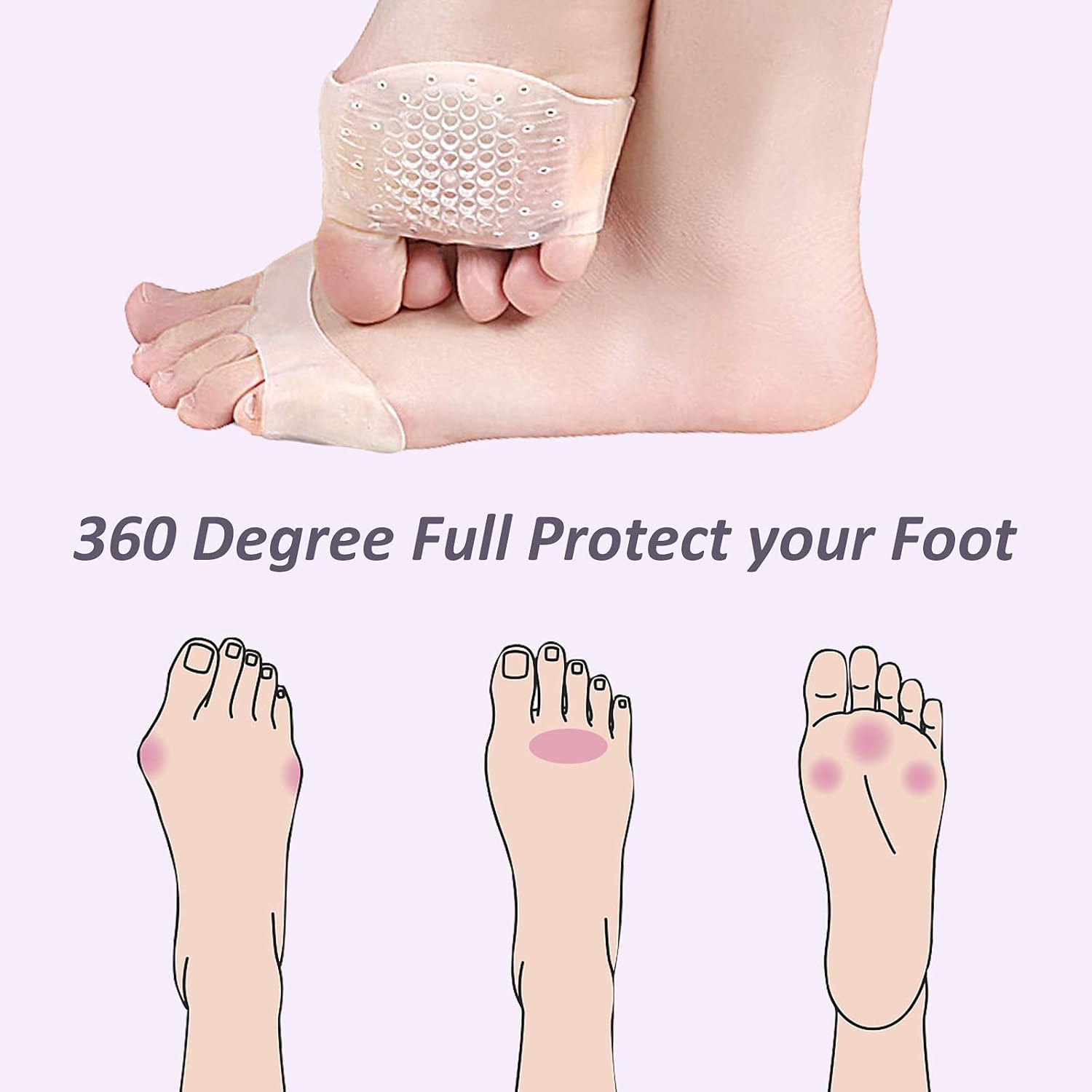 Metatarsal Pads for Women Mens 3 Pairs, Upgraded Extra Thickness Reusable Silicone Gel Metatarsalgia Cushions Foot Pads Ball of Foot Pain Relief, Ball of Foot Cushions for Women : Health & Household