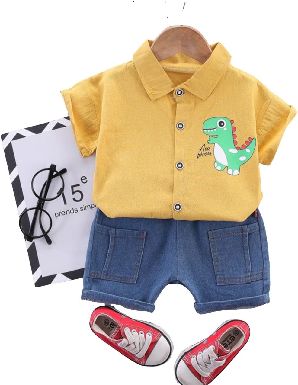 GenericAGAPE Boy Short sleeves Dino Shirt Pant set