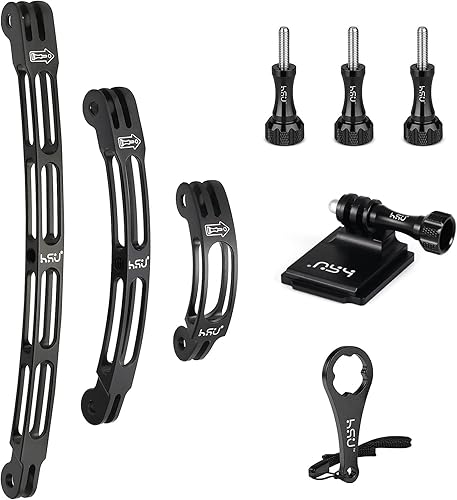 HSU Kit de montaje de casco NVG de aluminio y brazo de extensión curvado, montaje en poste de metal, montaje de brazo de extensión para GoPro Hero