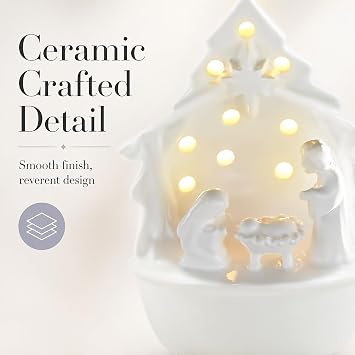 Mud Pie Light Up Nativity Set Sitter | Shows Jesus, Mary, Joseph