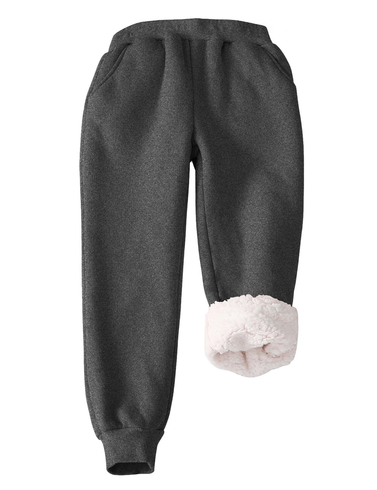 Flygo Girls Boys Fleece Joggers Sweatpants Sherpa Lined Winter Warm Elastic Waist Jogger Pants with Pockets