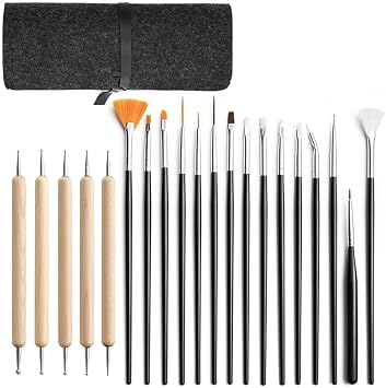KHMCRSDO Pottery Tools 21 Sets of Stone Plastic Clay DIY Hand-Lined Storage Bag Nail Polka Dot Drill Pen