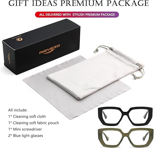 Miniatura 6 de AIEYEZO Gafas de luz azul con marco grueso para hombres y mujeres, gafas cuadradas de moda para computadora, antifatiga ocular y previenen el dolor