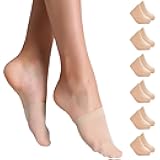 Toe Socks for Women 6 Pairs, Half Socks for Heels No Show Liner Toe Topper Cover Mule Sock Non-Skid Bottom