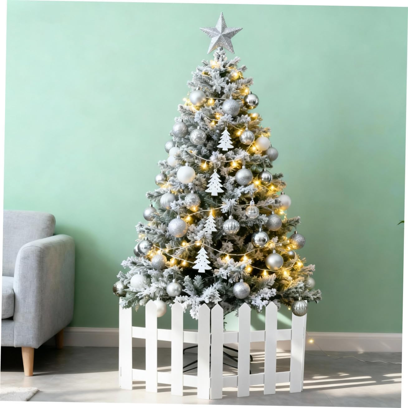 POPETPOP 1Set White Miniature Wooden Picket Fence Christmas Tree Decoration for Holiday Displays Garden Decor for Weddings Fairy Gardens