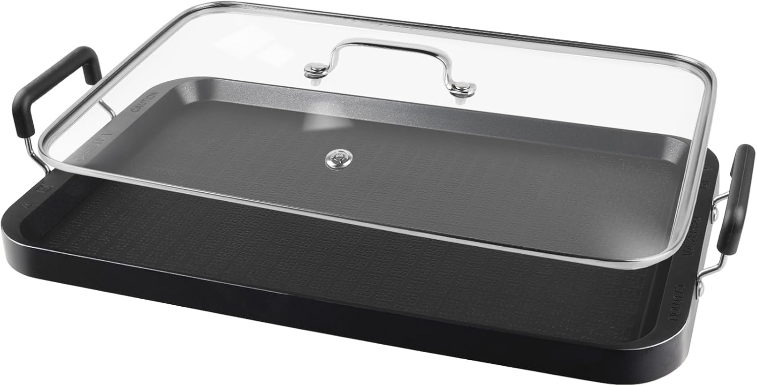 Vayepro 2-Burner Nonstick Griddle Pan with Glass Lid for Easy Cooking Vayepro 2-Burner Nonstick Griddle Pan with Glass Lid for Easy Cooking