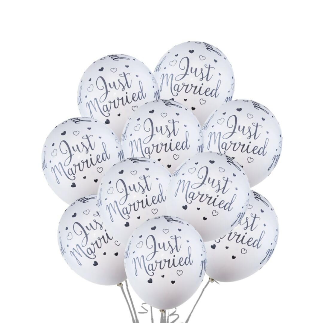Just Married Wedding Decoration Balloons Mr Mrs Engagement White Silver