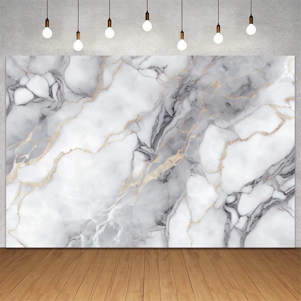 ChloropLastid Gray Marble Backdrop 10x8ft Gray and Gold Abstract Art Aesthetics Texture Marble Background Luxury Modern Gradient Birthday Wedding