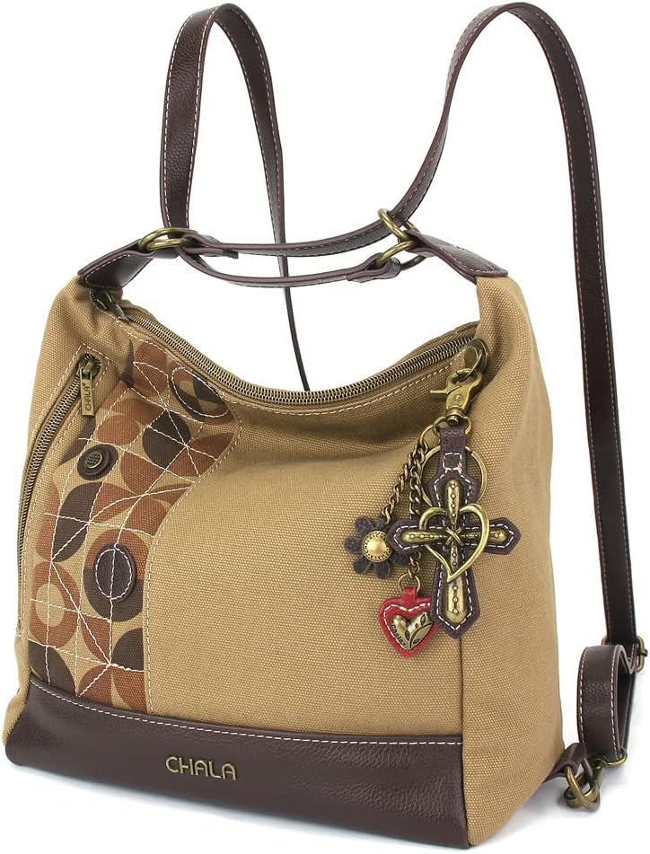 CHALA Retro Convertible Purse - Metal Charming Cross - Olive