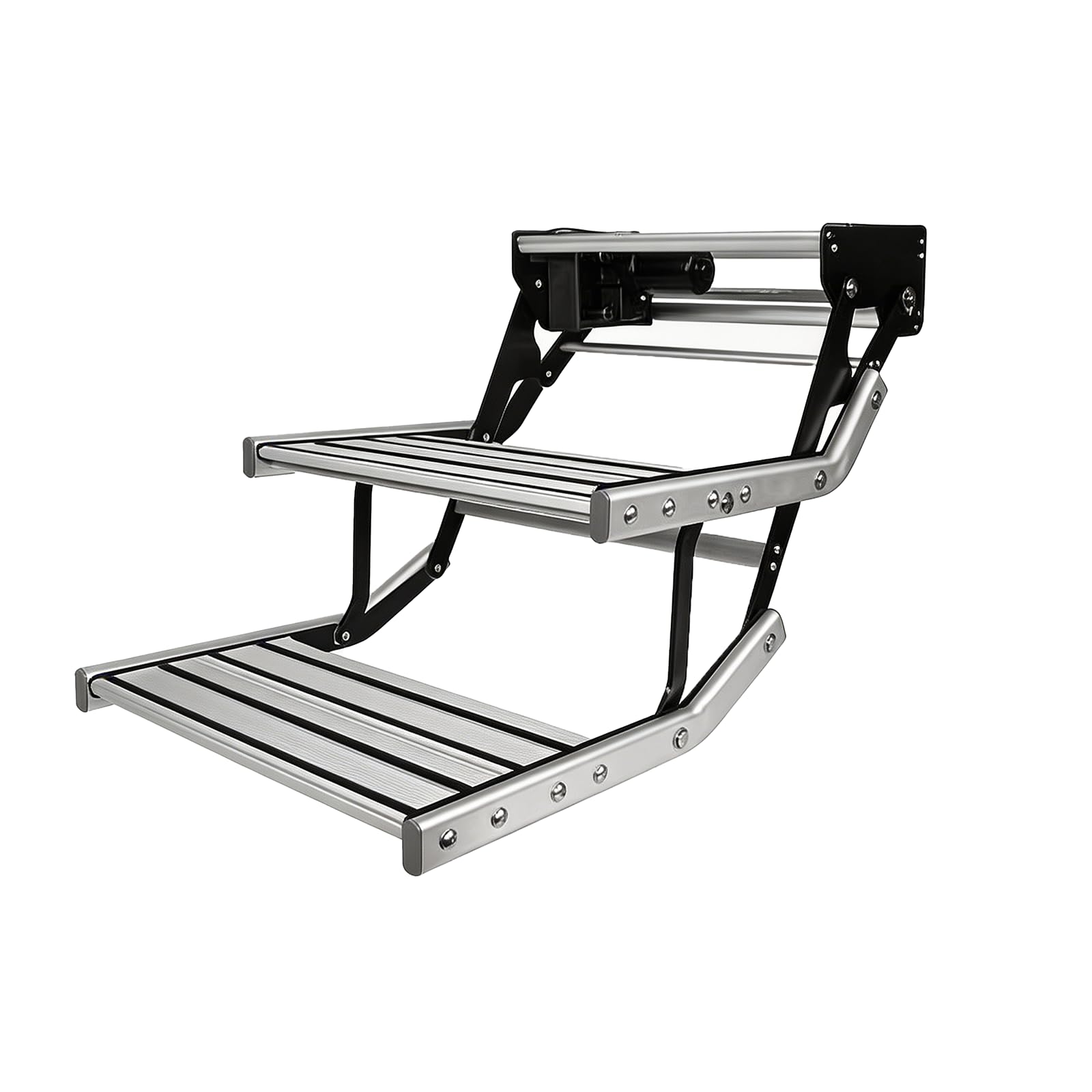 ALSUP Electric Folding RV Step Anti-Slip with LED Light 440LBS Capacity Double-24V