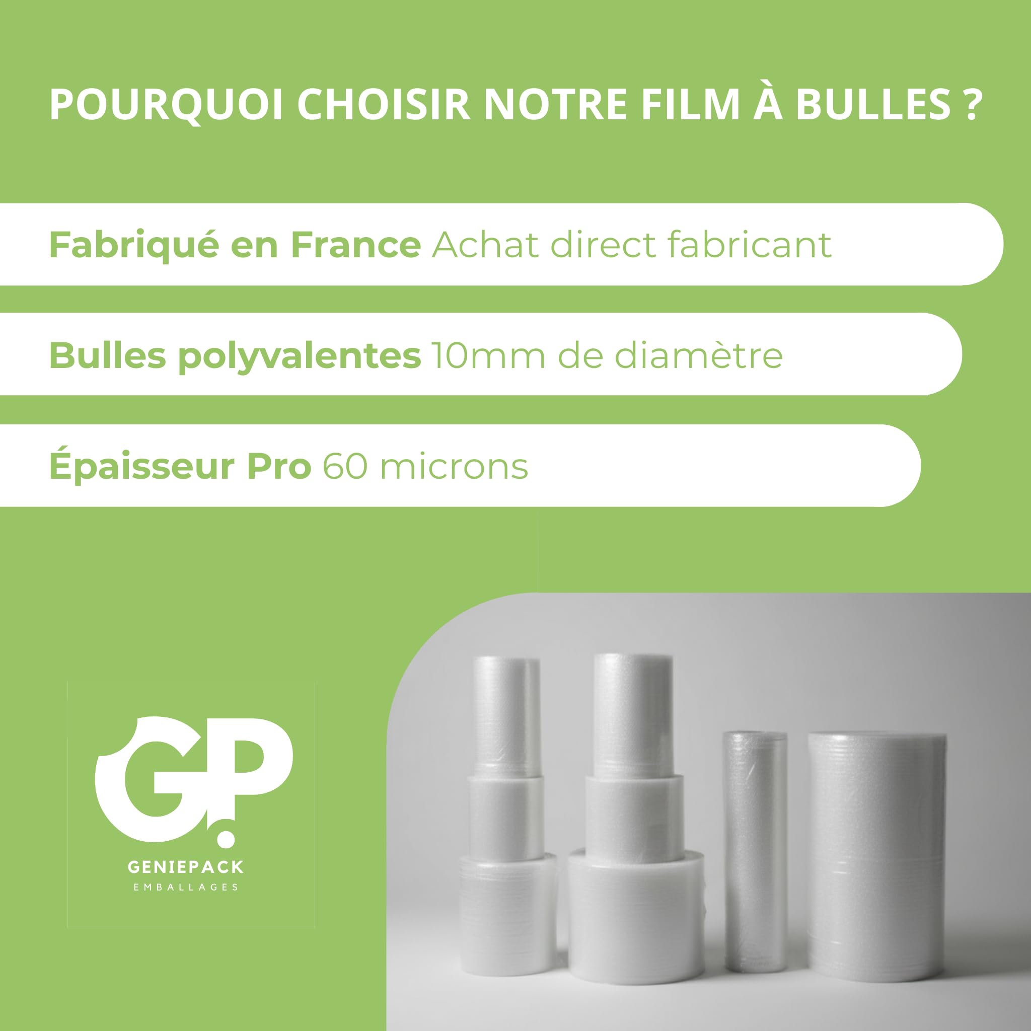 Film À Bulles Professionnel 100 cm x 100 m 60 Microns Bulles 10mm Protection Emballage Colis Déménagement