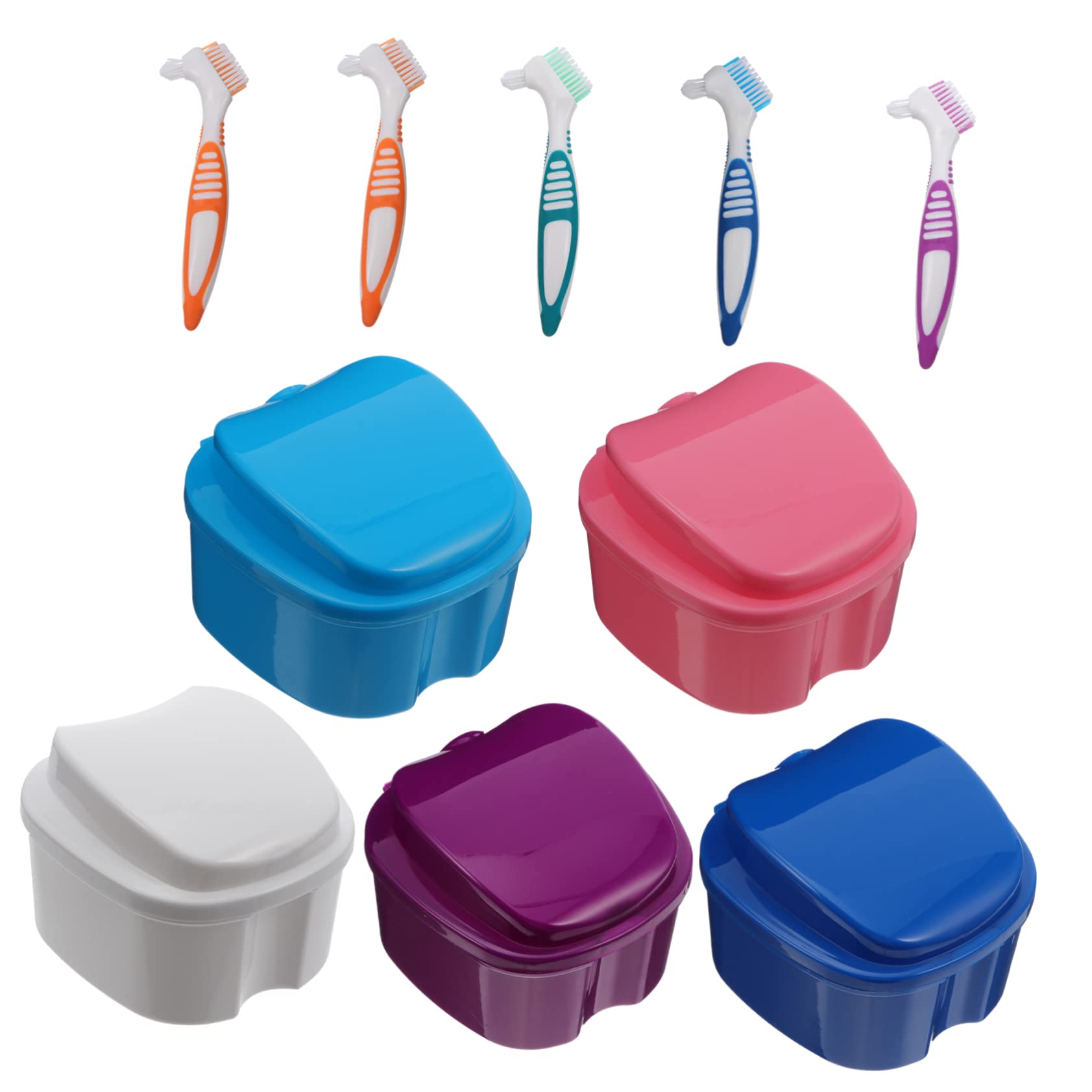 Contenitori per Protesi Dentaria Colore Assortito Colore Casuale Set 10 Pezzi Custodia per Conservazione Dentiere in Pp Cestello, Portatile e Resistente per Viaggi