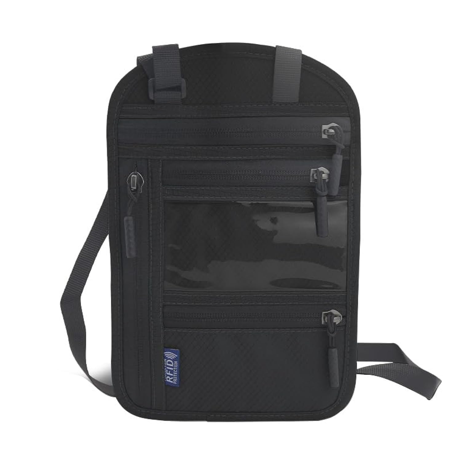 Travel Neck Wallet with RFID Blocking – Passport Holder Neck Pouch to Keep Your Cash And Documents Safe for man and woman (Black)