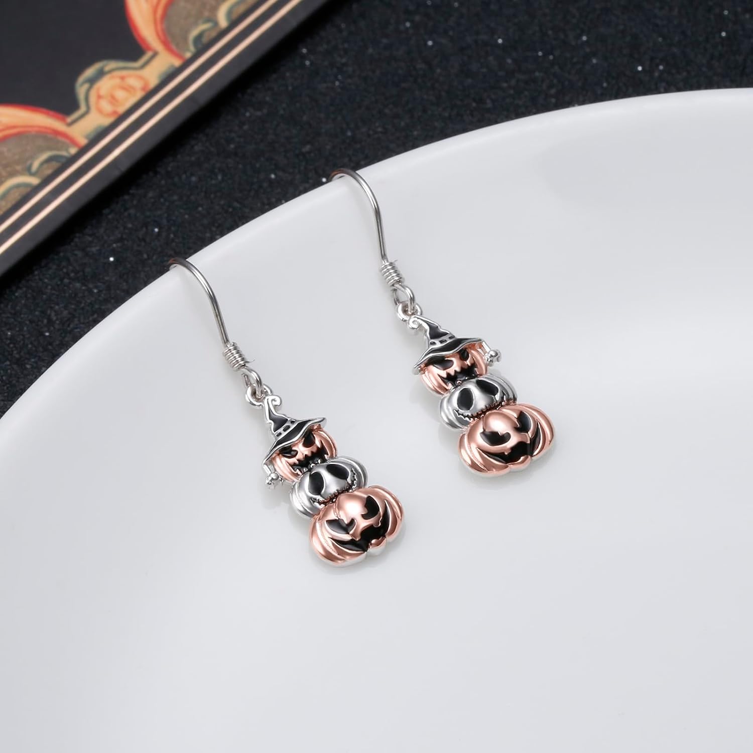 Halloween Earrings for Women 925 Sterling Silver Bat/Ghost/Pumpkin Halloween Dangle Drop Earrings Holiday Party Accessories Fashion Jewelry for Women - Image 2