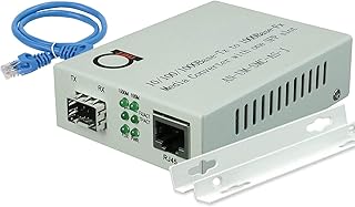 Open SFP Slot - Gigabit Ethernet - Fiber Optic Media Converter - to UTP Cat5e/Cat6 10/100/1000 Copper – AutoSensing - SFP Slot Supporting Any Mini GBIC/SFP Gigabit Type - Jumbo Frame & LLF Support