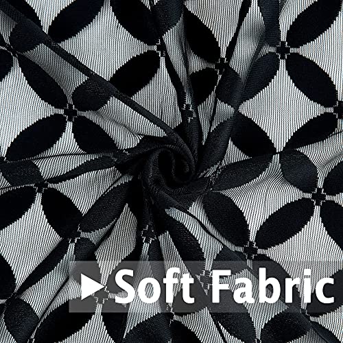 Black Floral Lace Sheer Short Window Curtain Cafe Tiers For Kitchen Sheer Window Treatments Rod Pocket For Laundry Room, Cafe, 2 Panels, 28''W X 24''L #TOP3