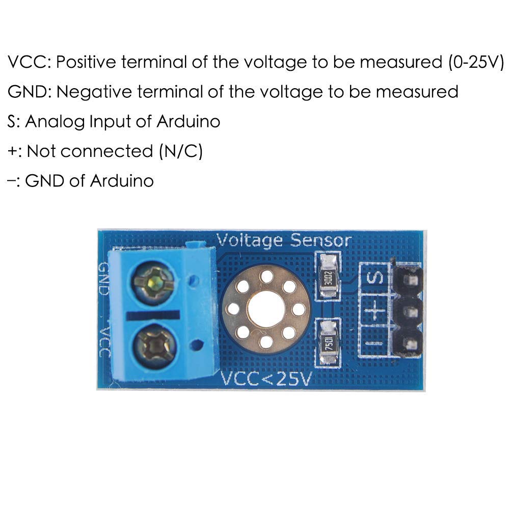 ARCELI DC0-25V Terminale sensore Tester di Tensione per Arduino Raspberry Pi (Confezione da 5 Pezzi), Misurare Fino a 25 V