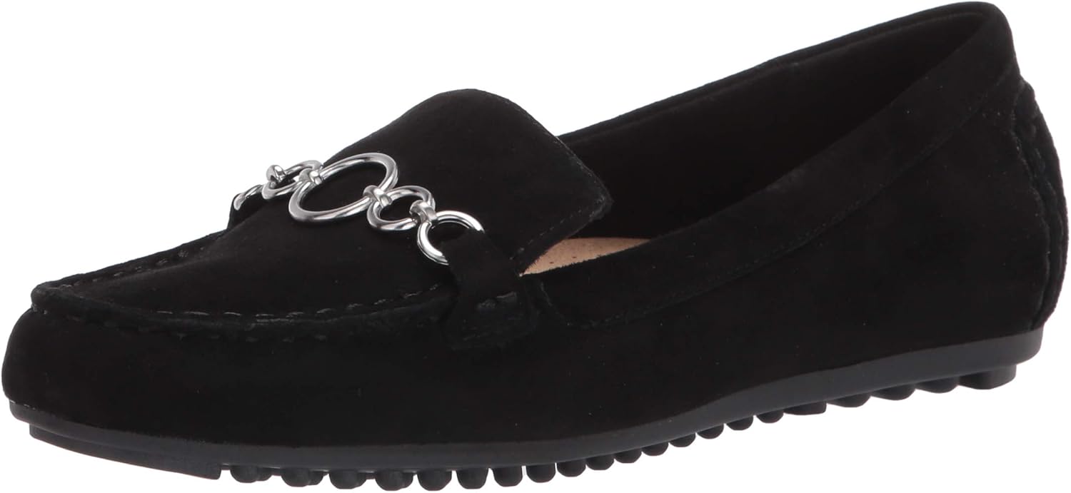 Bella Vita womens Flat Loafer, Black Suede Leather, 5 US