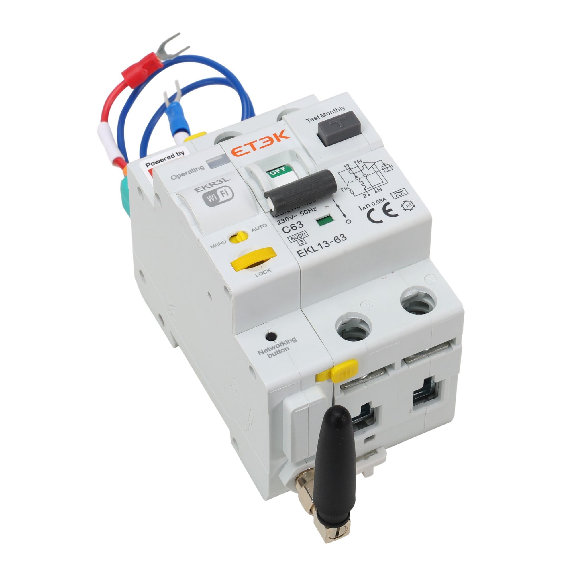 Différentiel automatique réarmable WIFI - 63 A 30 mA - RCBO avec protection contre les surintensités - Super immunisé classe A - Télécommande via Tuya App